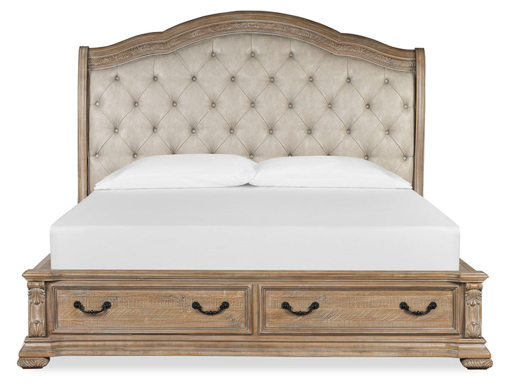 Marisol Fawn Upholstered Sleigh Storage Bed