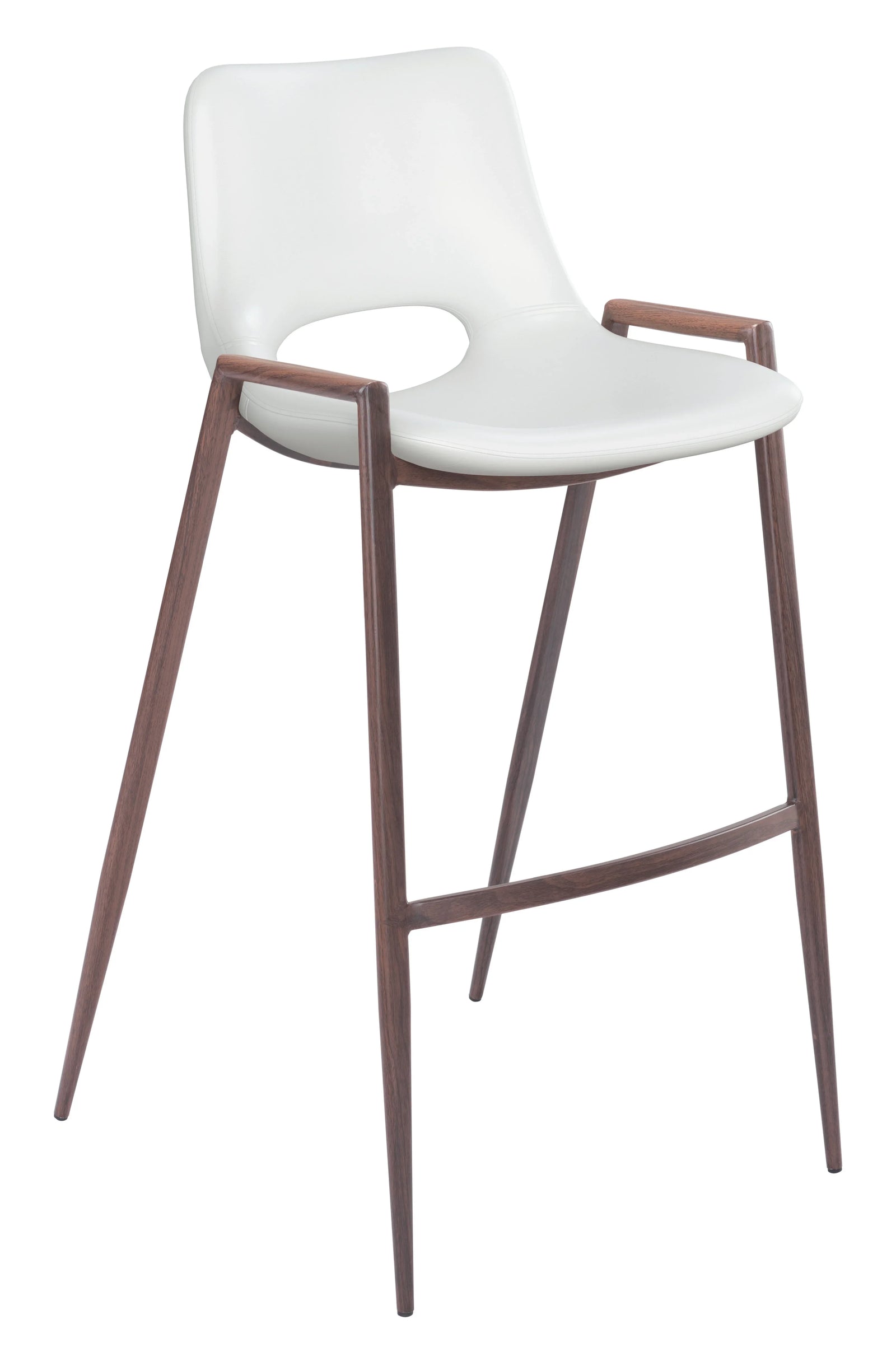 Zuo Desi Barstool (Set of 2) White & Walnut BAR STOOLS + COUNTER STOOLS