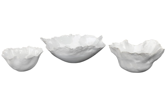 Jamie Young Fleur Ceramic Decorative Bowls (Set of 3), White DECORATIVE TRAYS, PLATES, + BOWLS