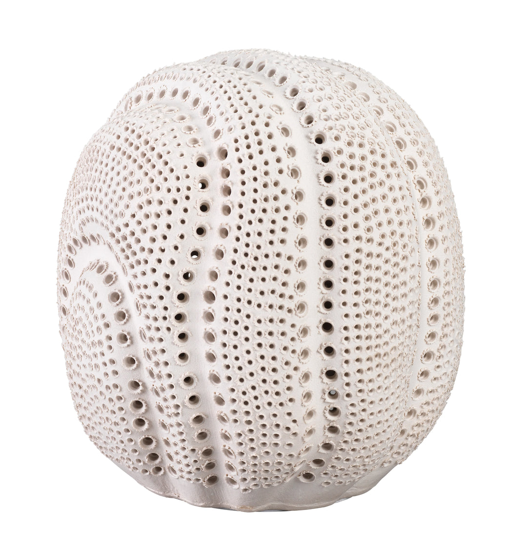 Lunar Porcelain Decorative Sphere, White - AmericanHomeFurniture