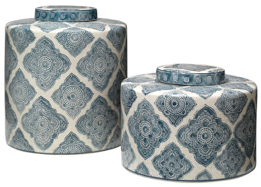 Jamie Young Oran Ceramic Decorative Canisters (Set of 2) VASES, JARS, + BOTTLES