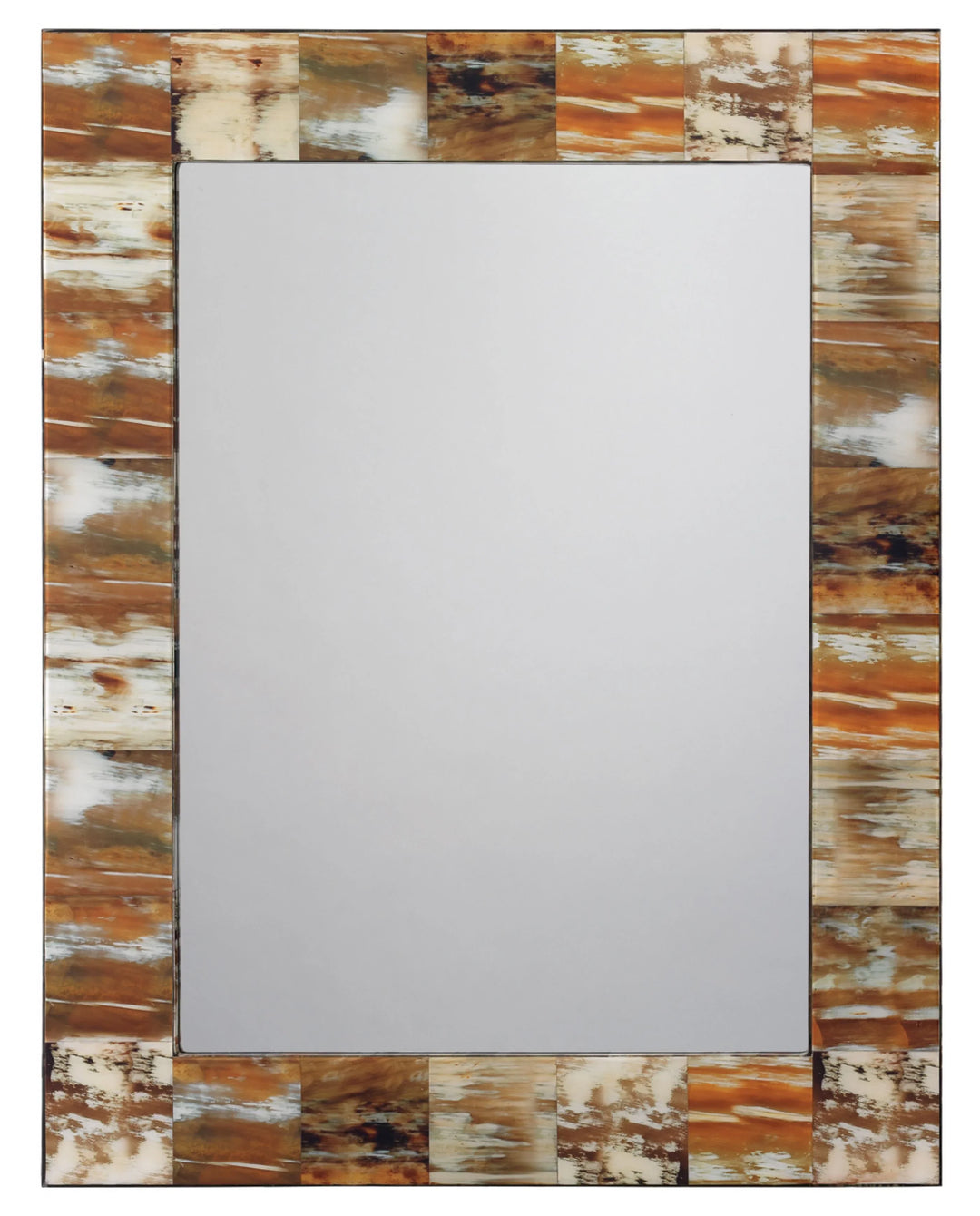 Medium Rectangular Wall Rectangle Mirror in Natural Faux Horn - AmericanHomeFurniture