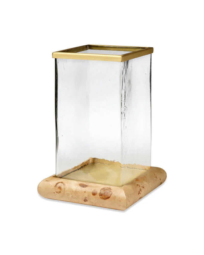 Rhine Burl Wood and Glass Hurricane - AmericanHomeFurniture