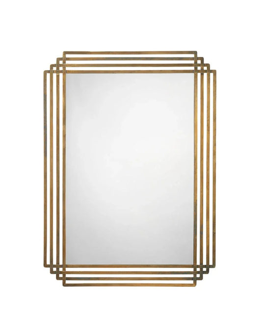 Jamie Young Serai Metal Rectangle Wall Mirror, Antique Brass WALL MIRRORS