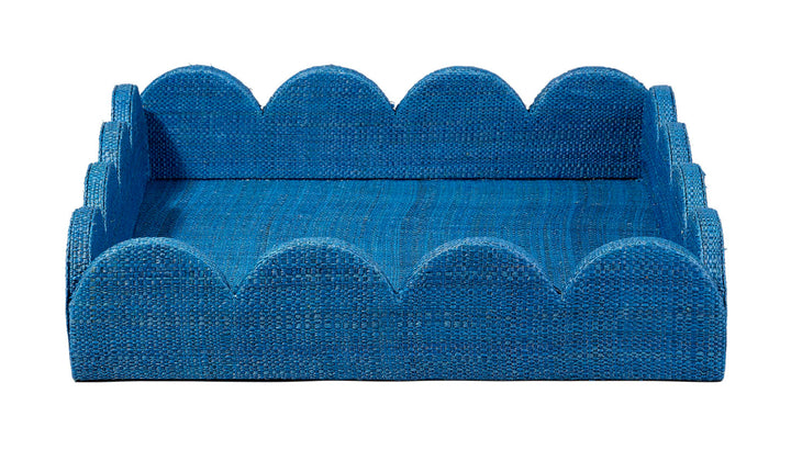 Wonderland Scalloped Small Decorative Raffia Tray - AmericanHomeFurniture