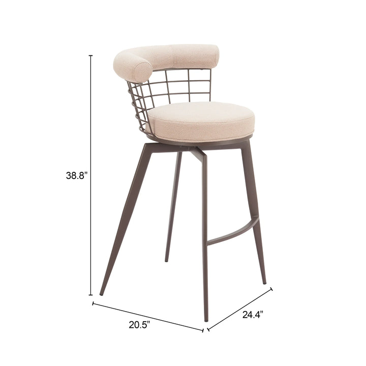 Saku Swivel Barstool Beige & Brown - AmericanHomeFurniture