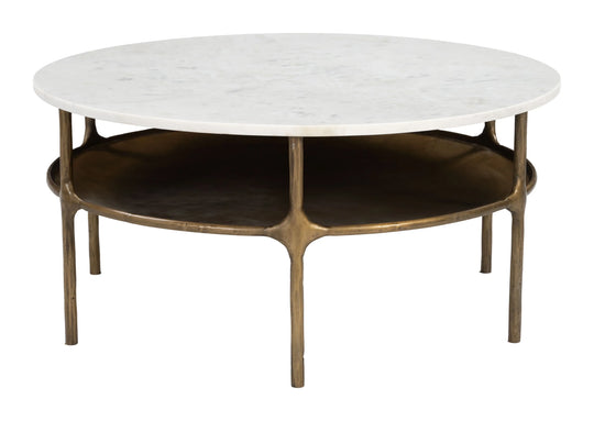 Zuo Bild Coffee Table White & Brass COFFEE TABLES