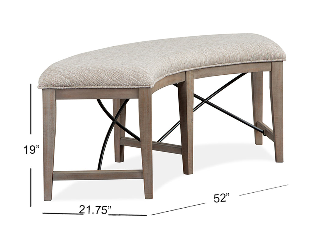 Paxton Place Dovetail Grey Upholstered Curved Bench - D4805-67