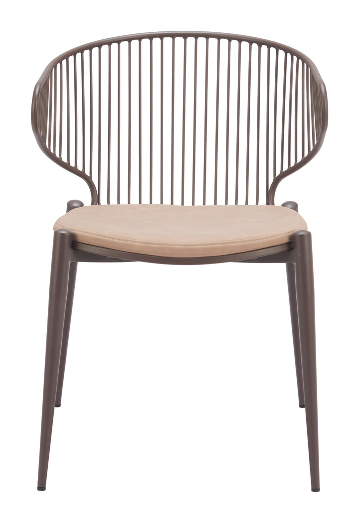 Silues Dining Chair (Set of 2) Taupe & Brown