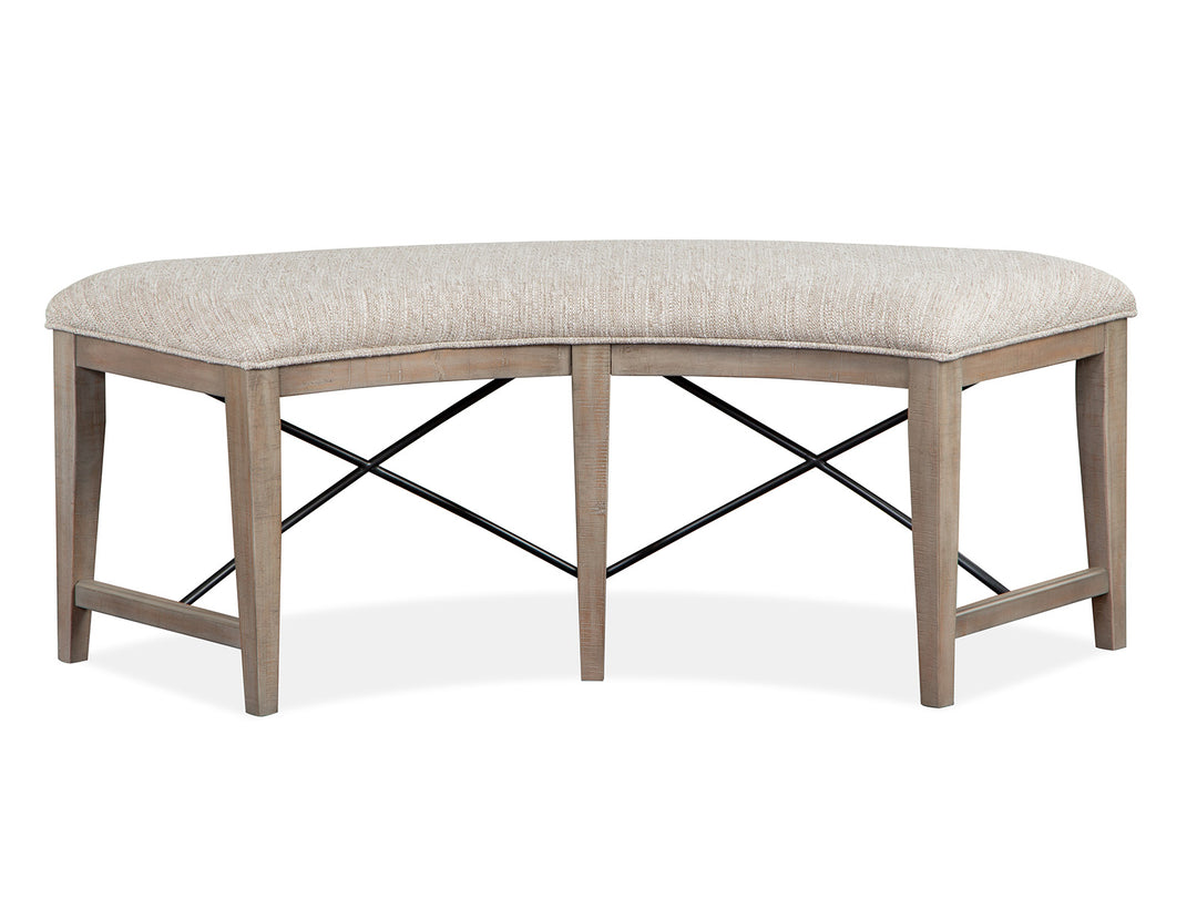 Paxton Place Dovetail Grey Upholstered Curved Bench - D4805-67