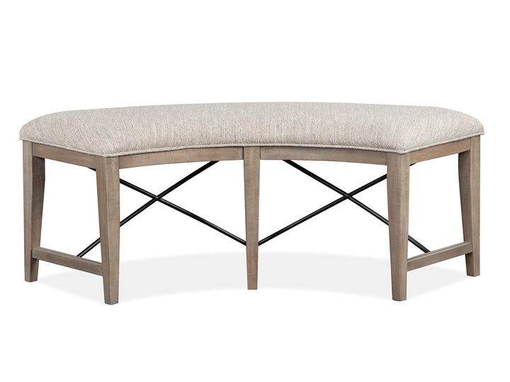 Paxton Place Dovetail Grey Upholstered Curved Bench - D4805-67