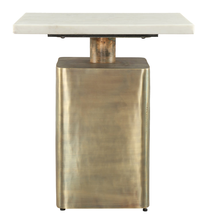 Nyra Side Table White & Brass - 110952