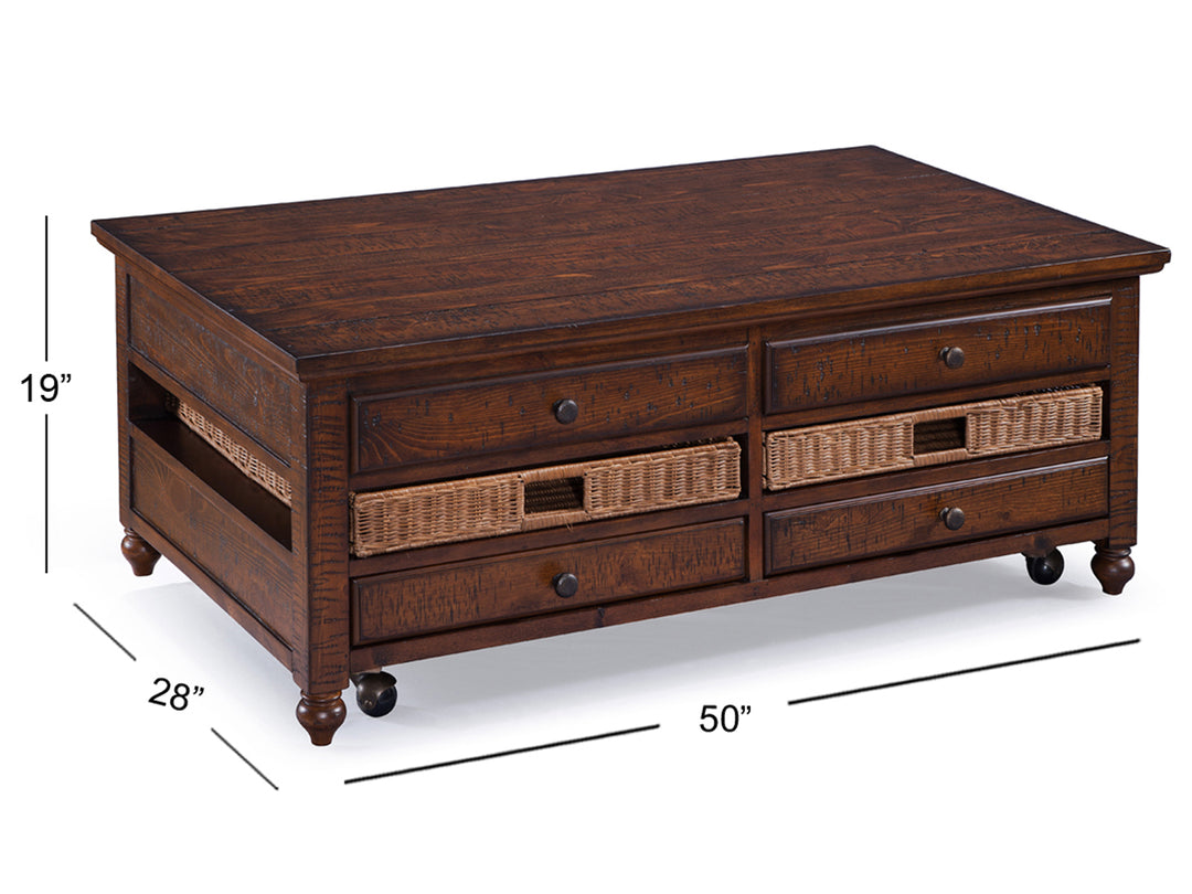 Cottage Lane Coffee Rectangular Lift Top Cocktail Table - T3521-50