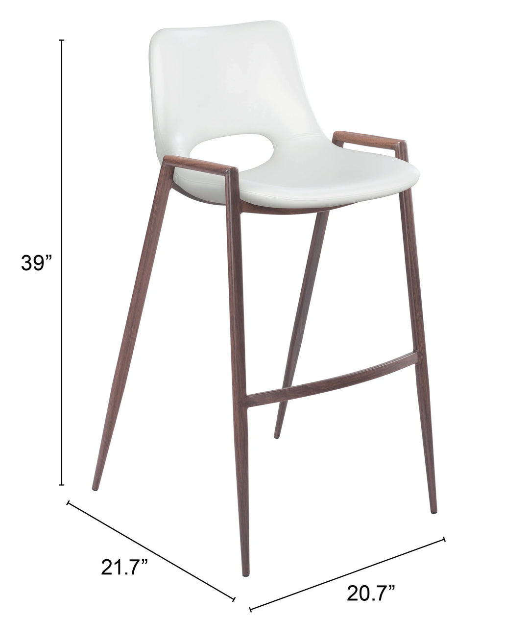 Desi Barstool (Set of 2) White & Walnut - AmericanHomeFurniture