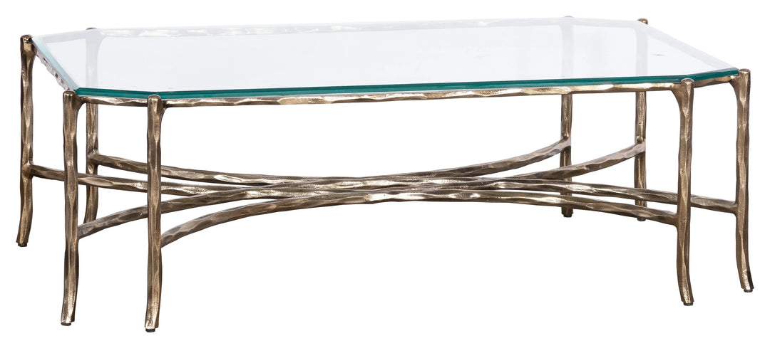 Faux-Bois Metal, Glass Top