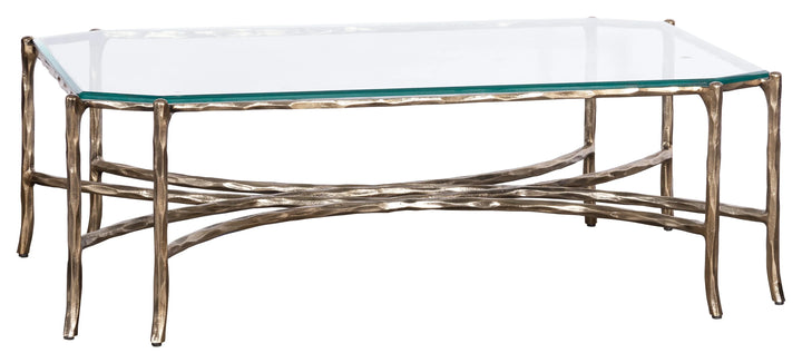 Faux-Bois Metal, Glass Top