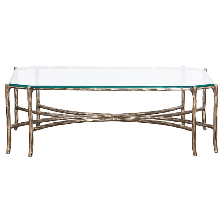 Faux-Bois Metal, Glass Top