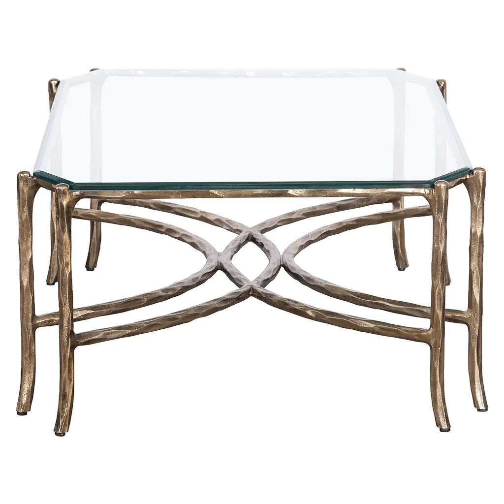 Faux-Bois Metal, Glass Top