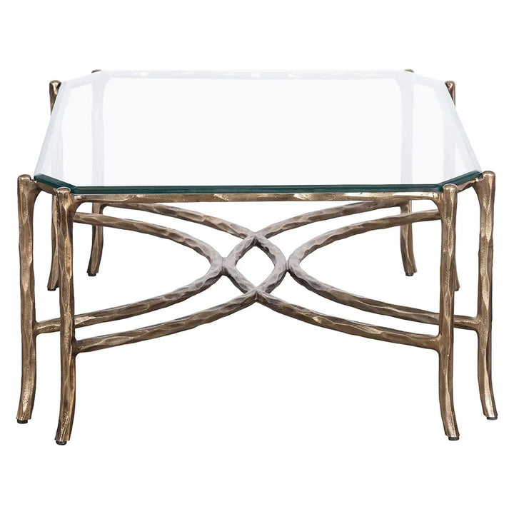 Faux-Bois Metal, Glass Top