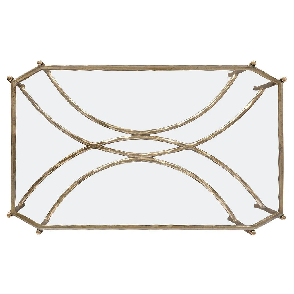 Faux-Bois Metal, Glass Top