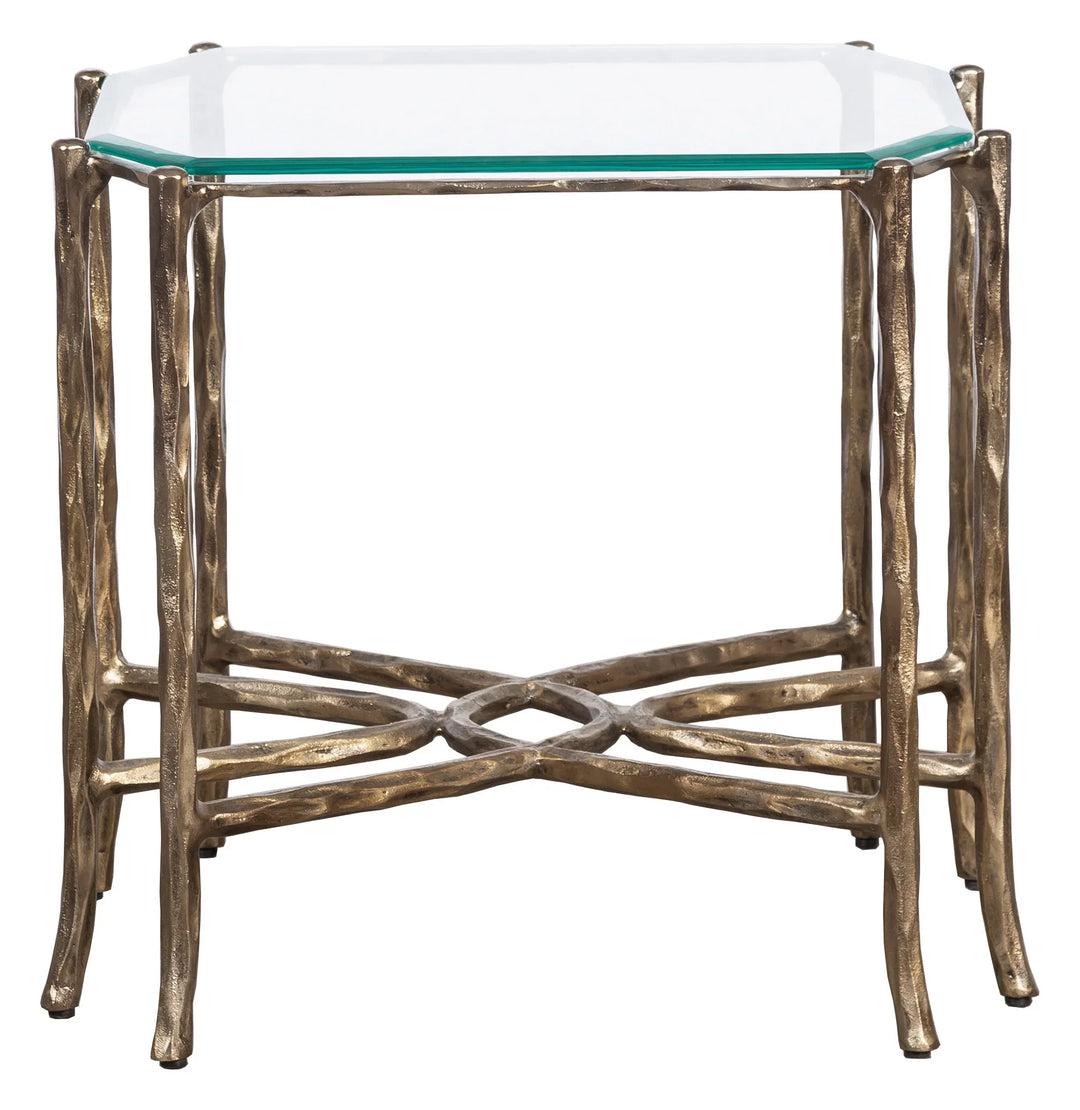 Faux-Bois Metal, Glass Top