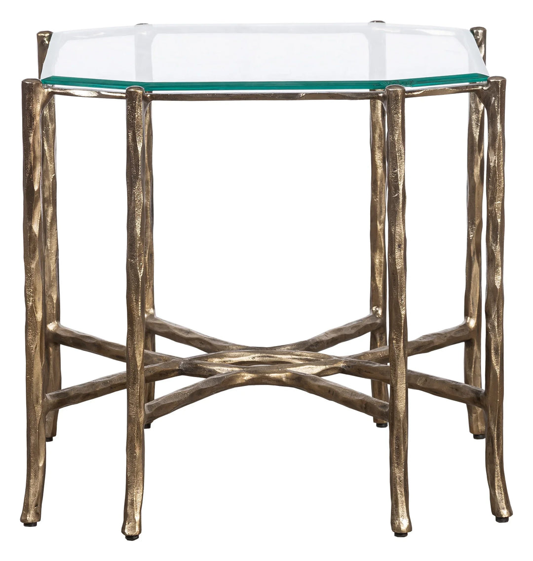 Faux-Bois Metal, Glass Top