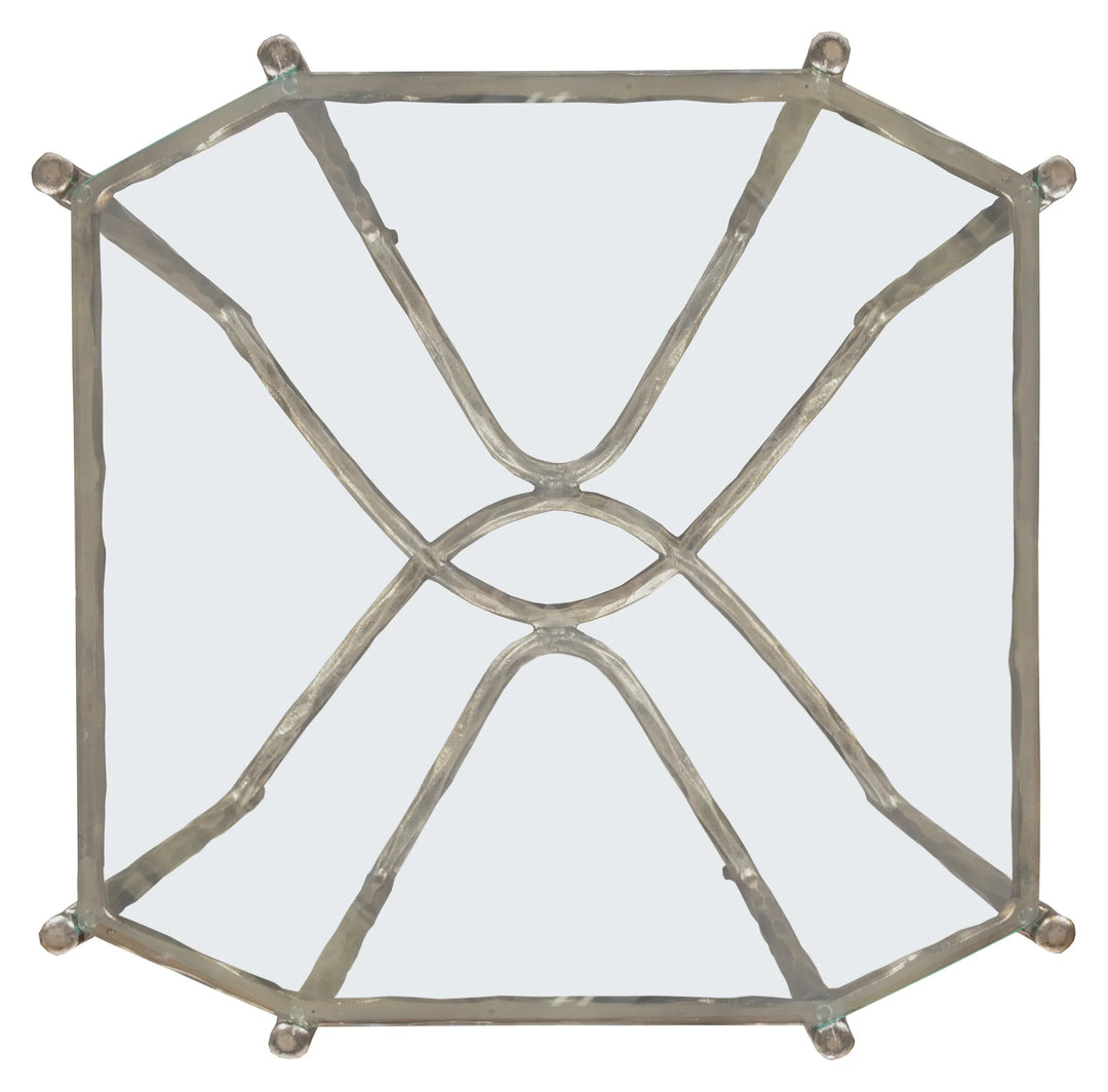 Faux-Bois Metal, Glass Top