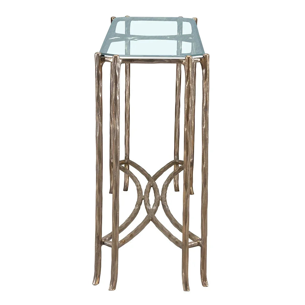 Faux-Bois Metal, Glass Top