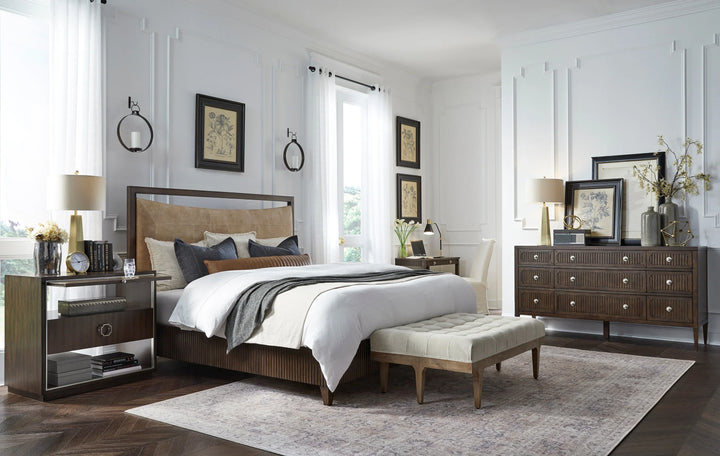 Walnut, Metal Accents, Black