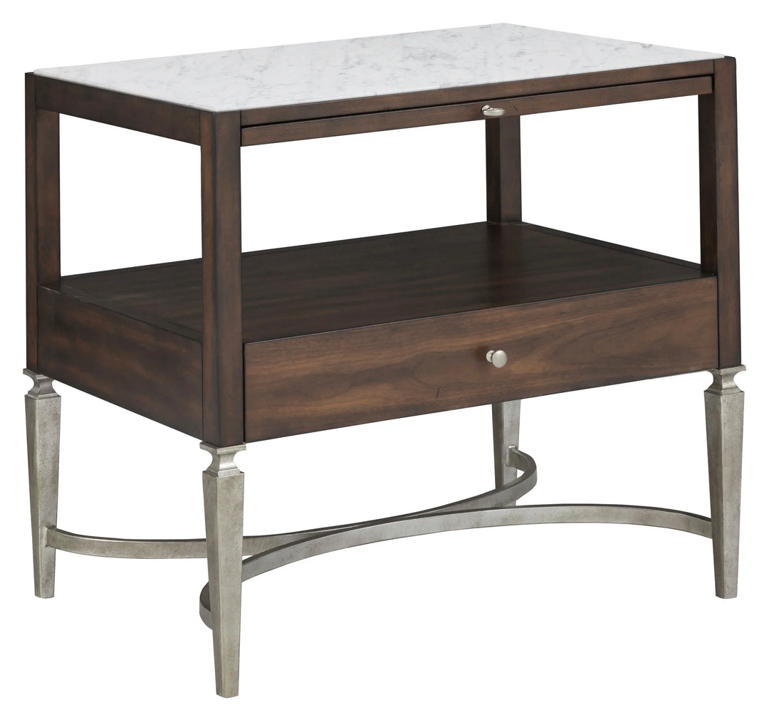 Walnut, Metal Accents, White