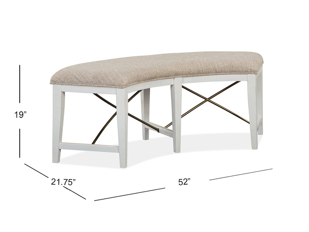 Heron Cove Chalk White And Dovetail Grey Upholstered Curved Bench - D4400-67