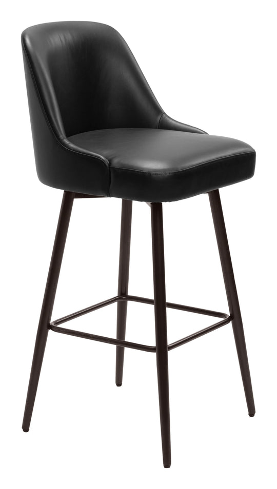 Zuo Keppel Swivel Barstool Black & Bronze BAR STOOLS + COUNTER STOOLS