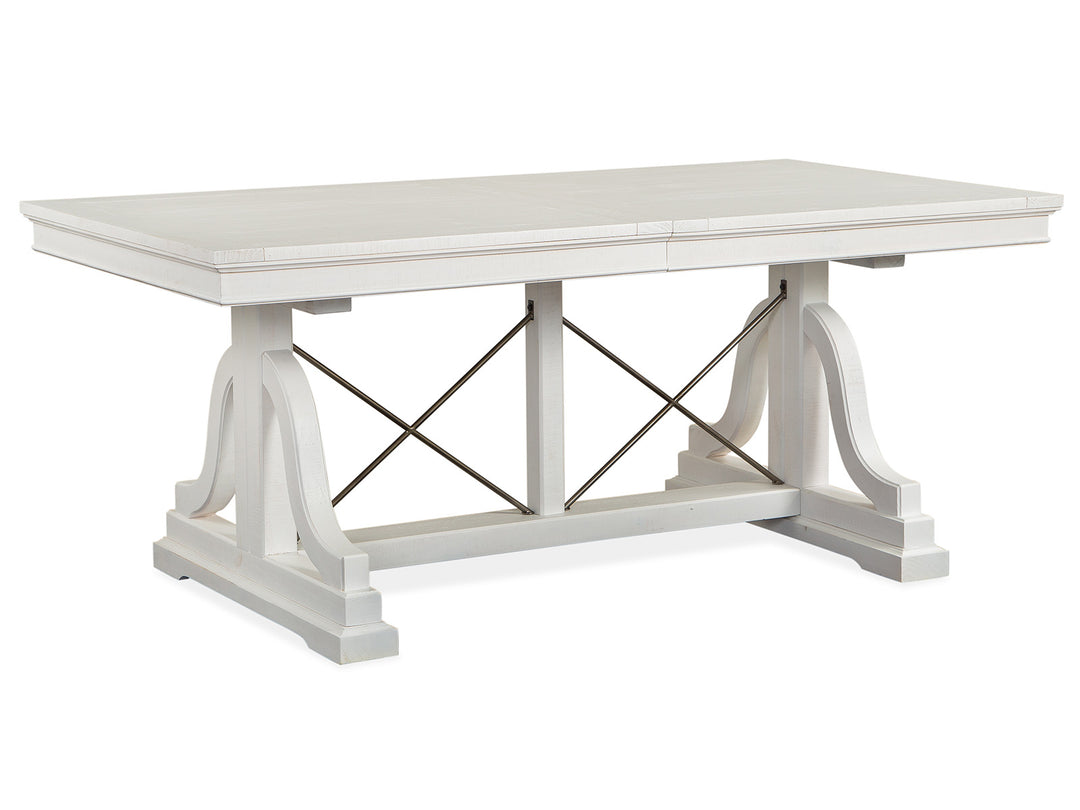 Heron Cove Chalk White And Dovetail Grey Extendable Trestle Dining Table - D4400-25