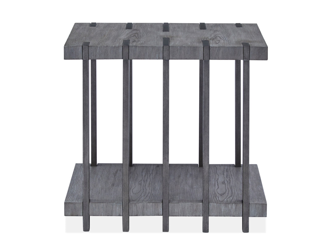 Eldridge Weathered Gravel And Satin Bronze Rectangular End Table - T4917-03