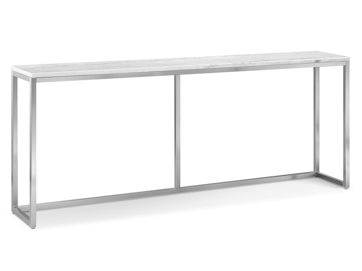 Esme White Marble And Brushed Nickel Rectangular Sofa Table - T5763-73
