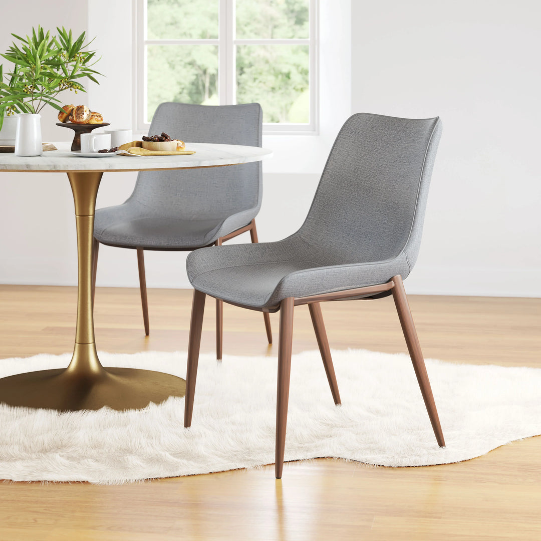 Magnus Dining Chair (Set of 2) Slate Gray & Walnut - AmericanHomeFurniture