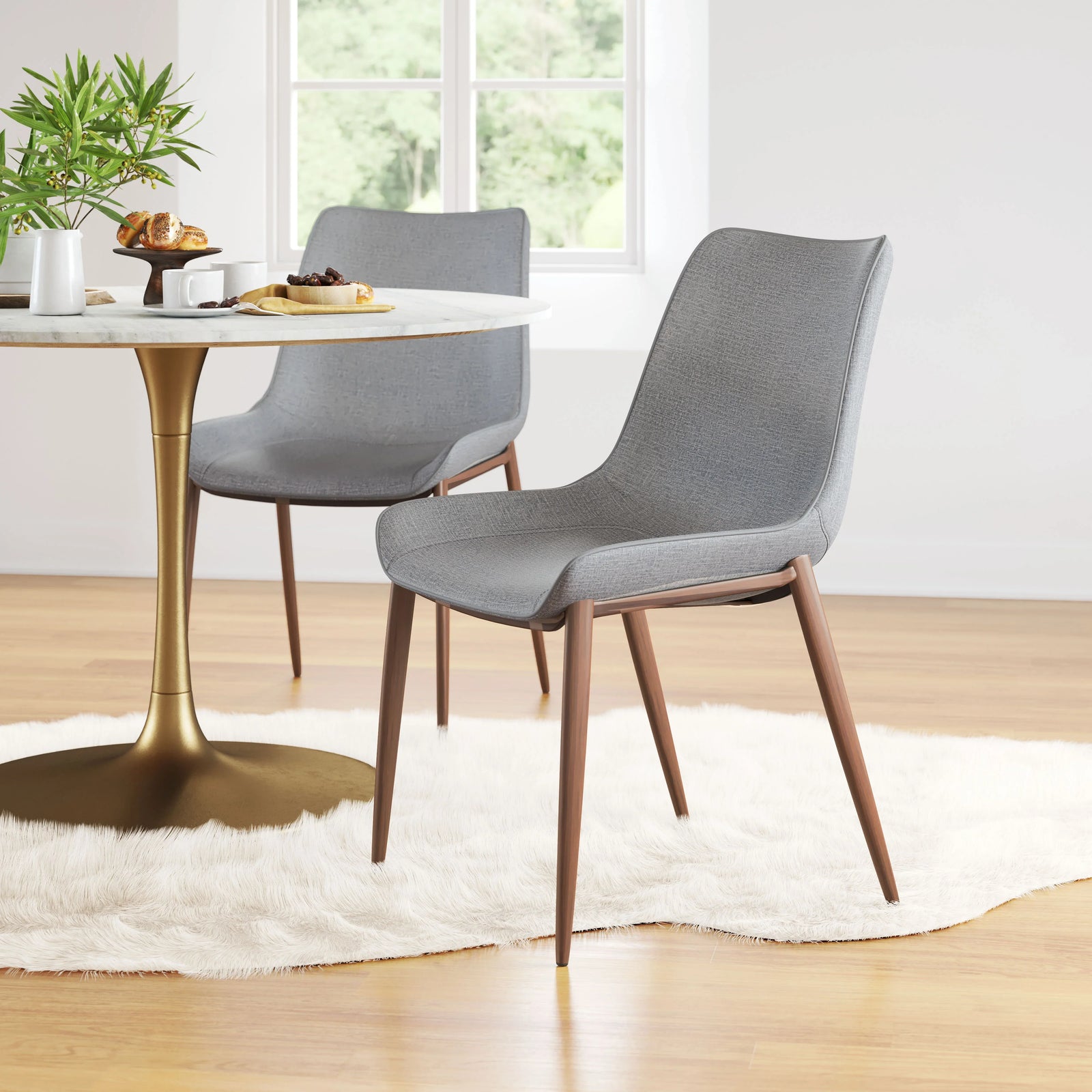 Zuo Magnus Dining Chair (Set of 2) Slate Gray & Walnut DINING CHAIRS