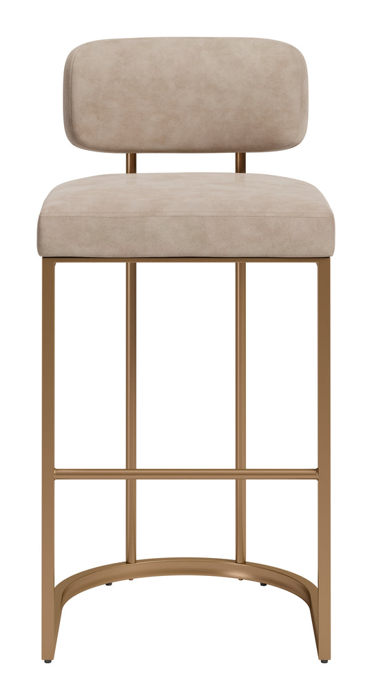 Velar Barstool (Set of 2) Beige & Bronze - 110851