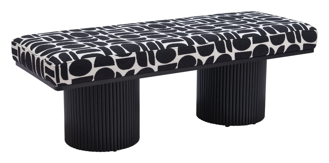 Botoia Bench Black & White - AmericanHomeFurniture