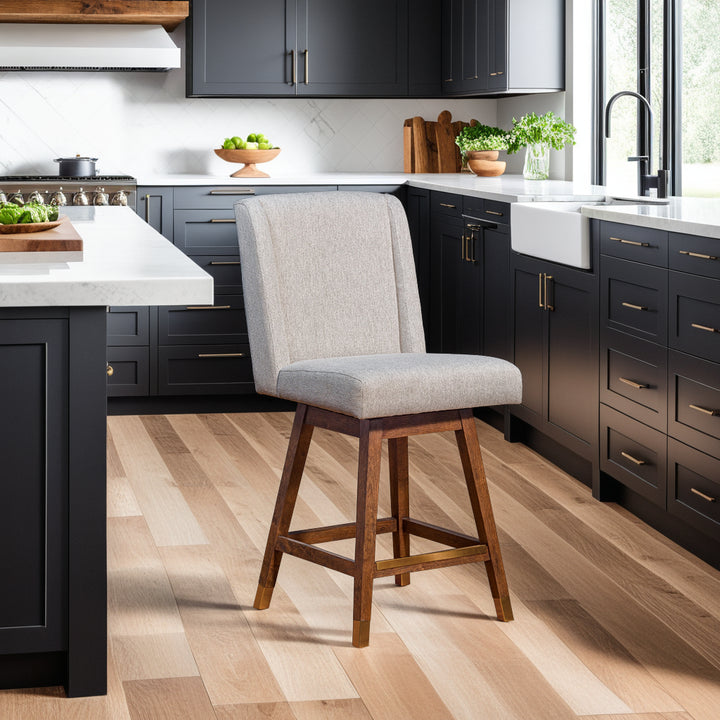 22"W x 19.5"D x 40"H / Taupe/Brown Oak