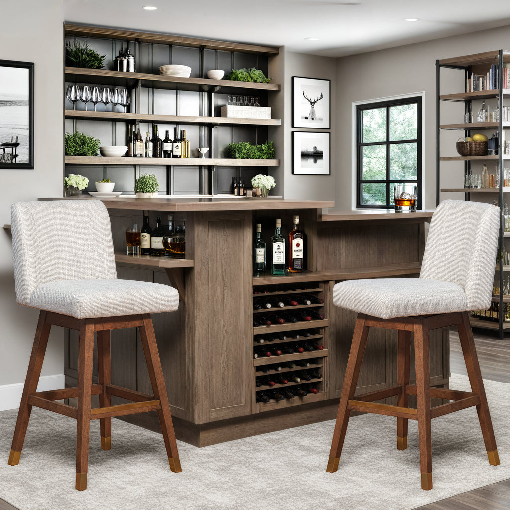 19"W x 21.5"D x 40.5"H / Beige/Brown Oak