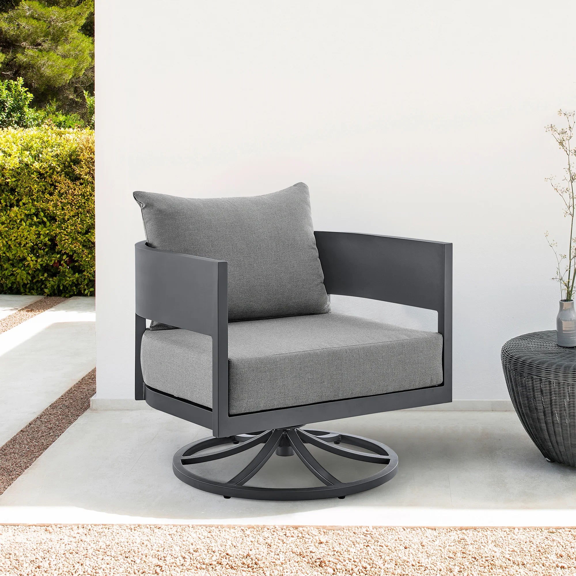 Armen Living Menorca Swivel Rocking Chair - Thumbnail 2