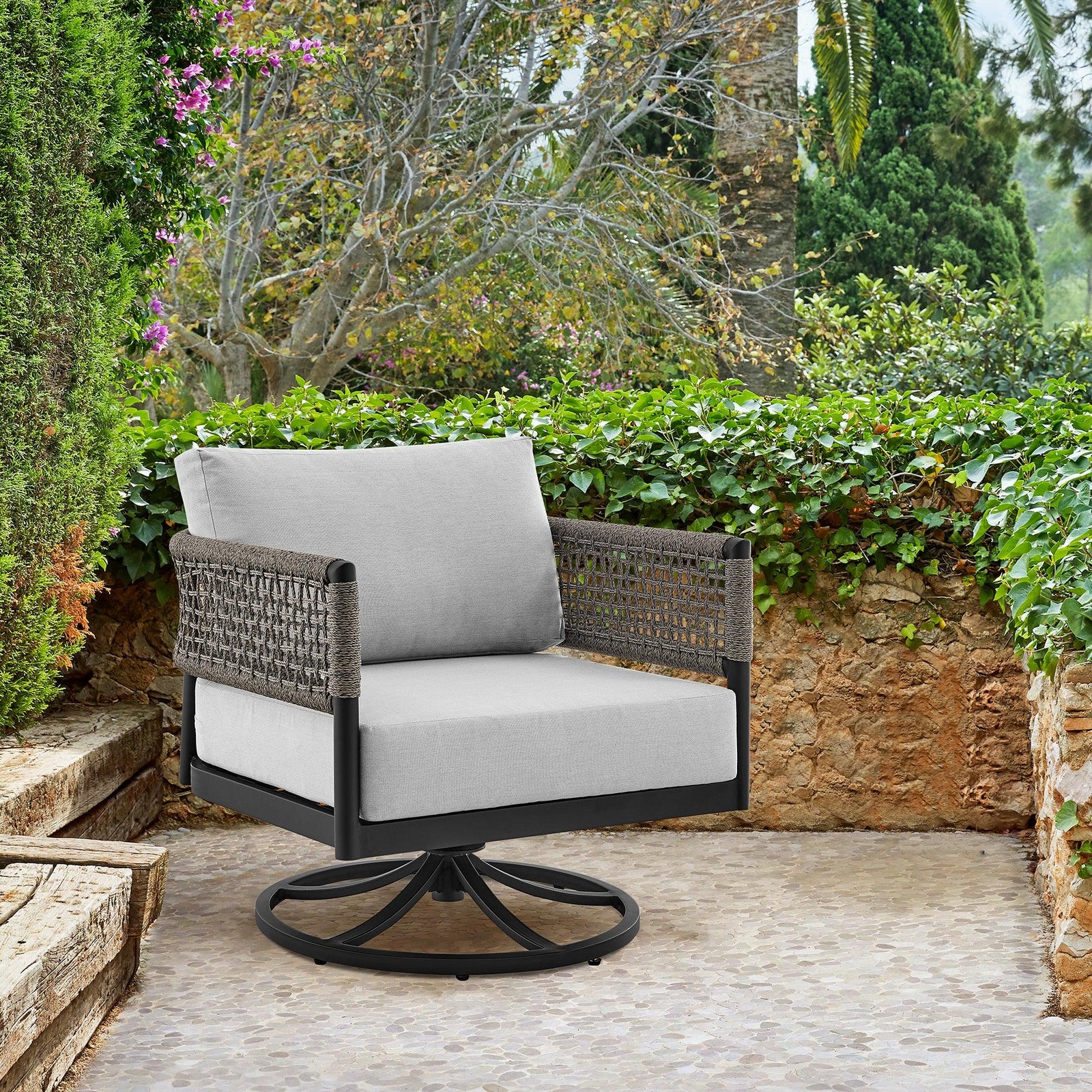 American Home Furniture Armen Living Felicia Outdoor Swivel Chair