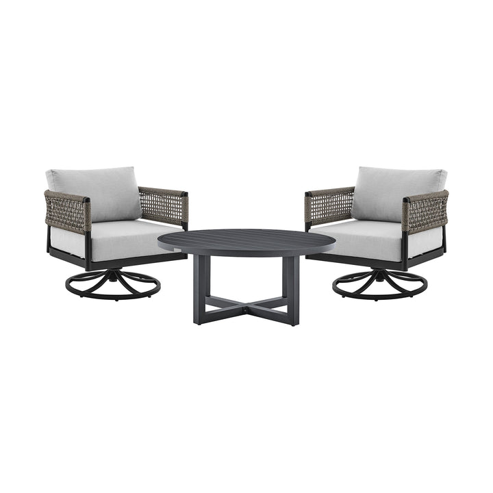 Alegria and Menorca 3 Piece Patio Outdoor Swivel Seating Set