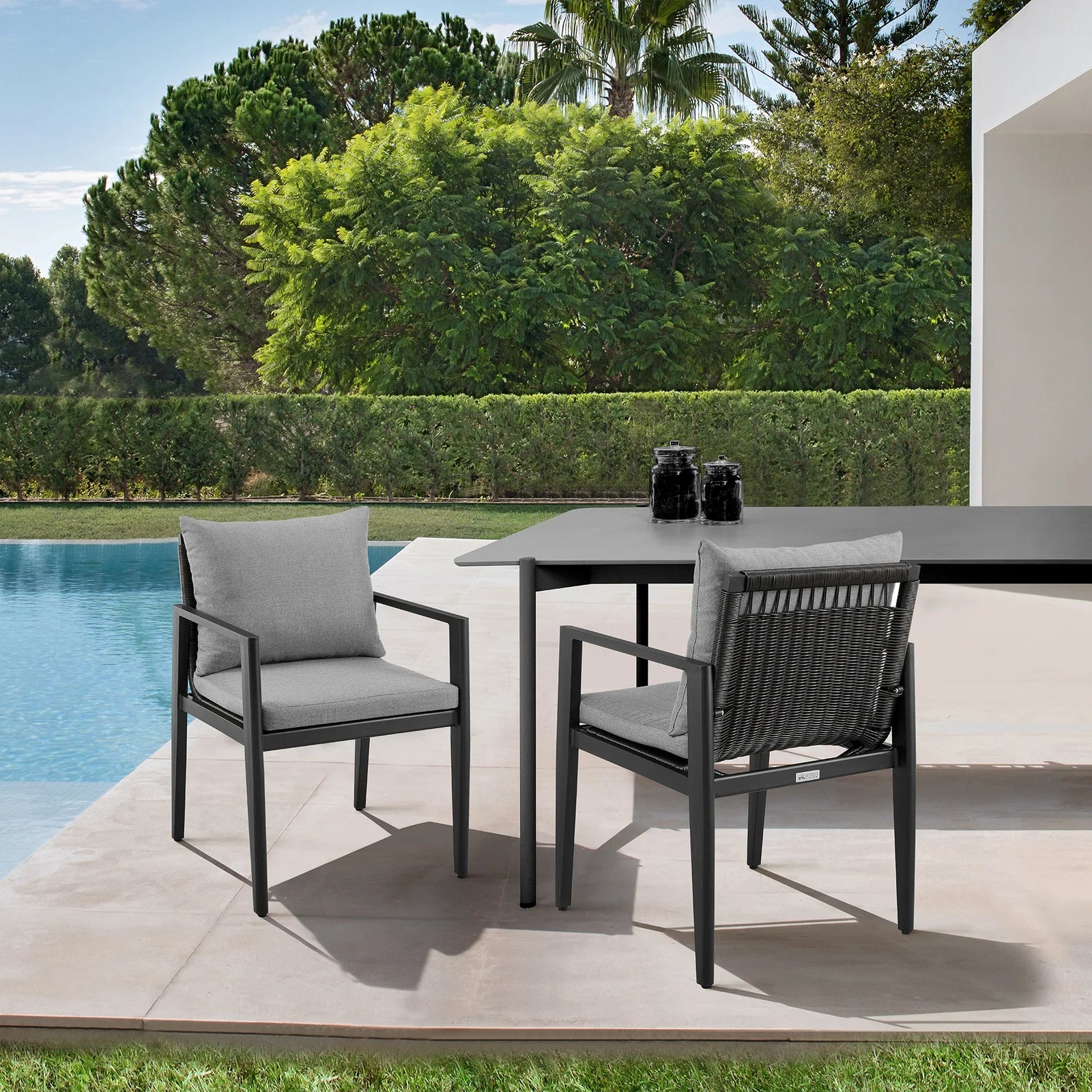 American Home Furniture Armen Living Grand Outdoor Dining Arm Chair Set of 2