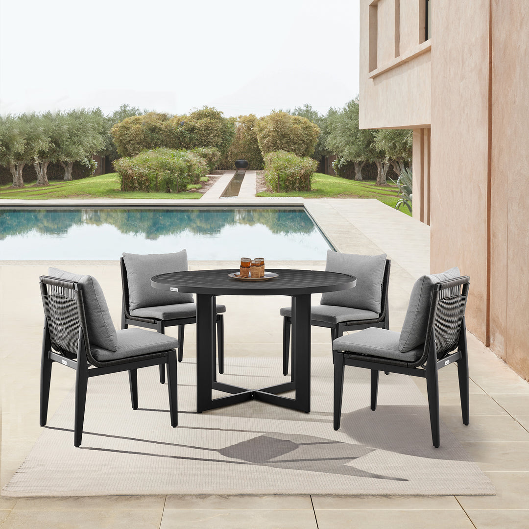 American Home Furniture Armen Living Grand Outdoor Patio 5-Piece Round Dining Table Set