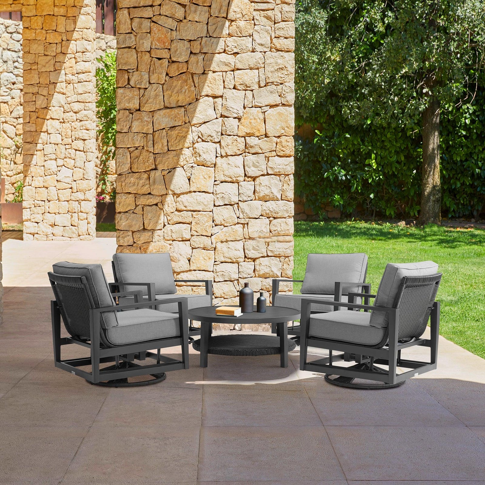 American Home Furniture Armen Living Grand 5 Piece Outdoor Seating Set