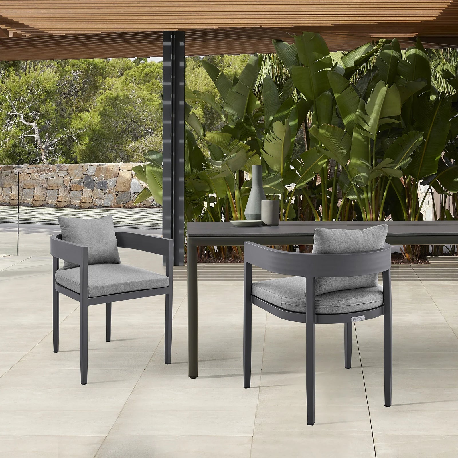 American Home Furniture Armen Living Argiope Outdoor Dining Chair Set of 2
