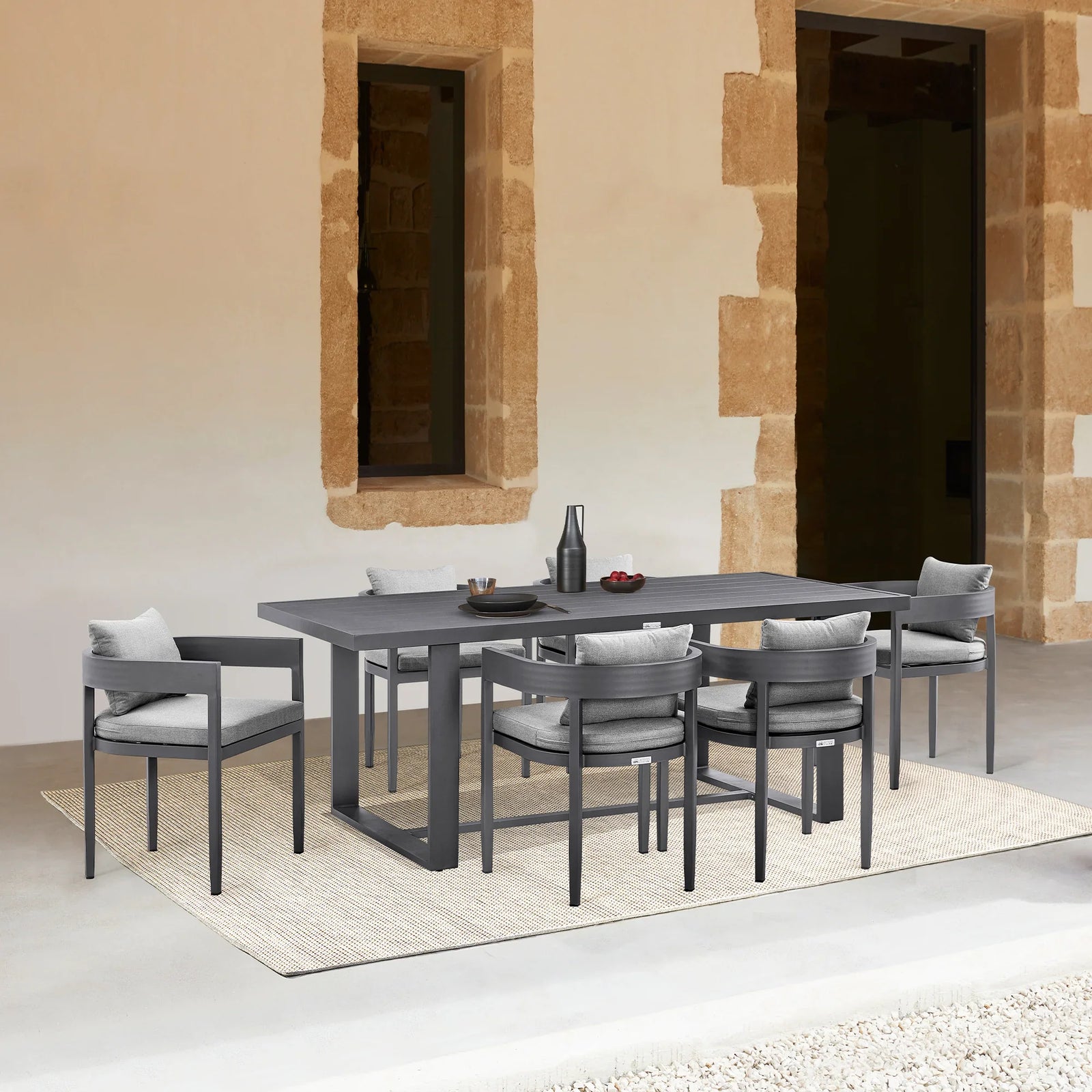 American Home Furniture Armen Living Argiope Outdoor Patio 7-Piece Dining Table Set