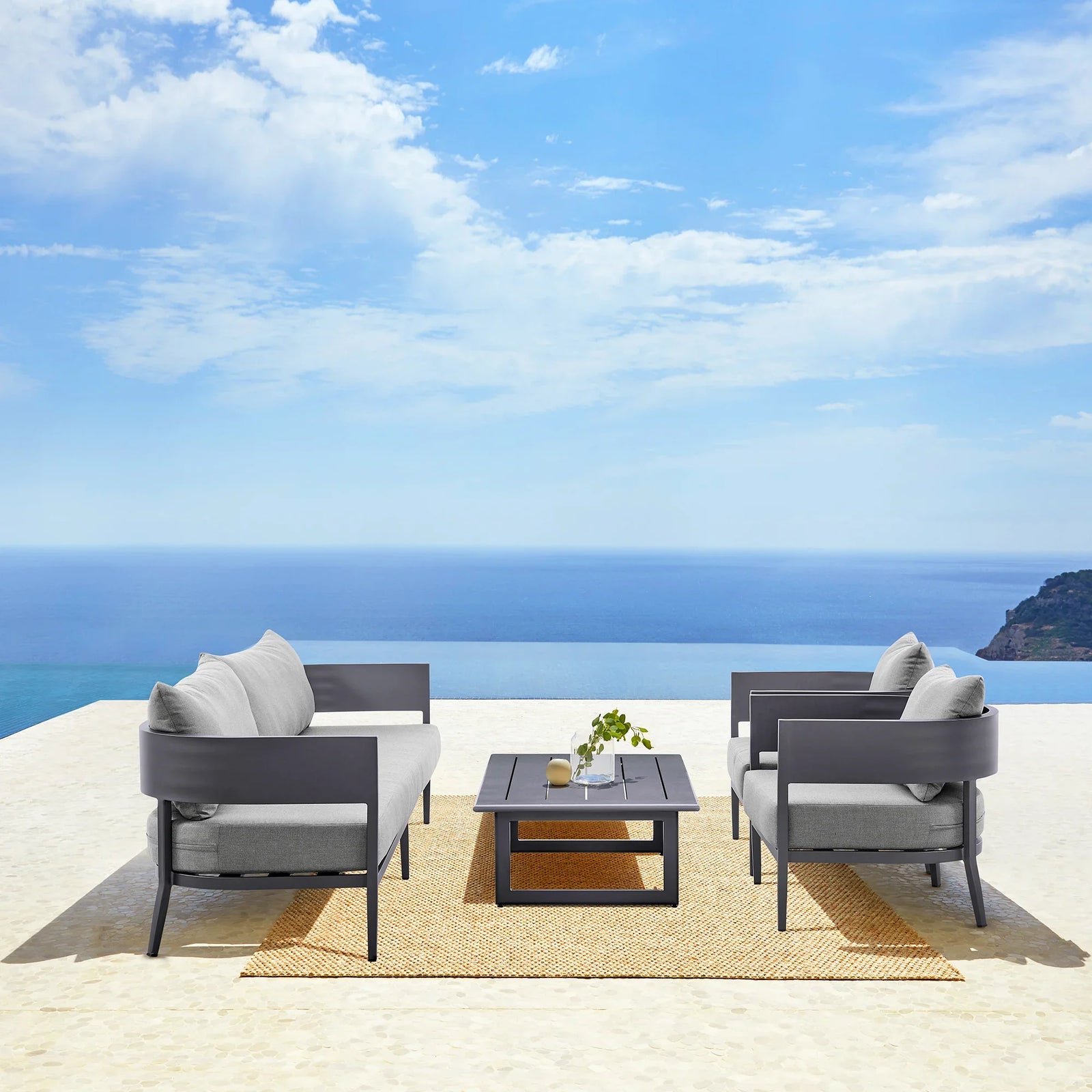American Home Furniture Armen Living Argiope 4 Piece Outdoor Conversation Set